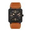 Fashion luxury designer BR Beller New mens Brown LeatherWristwatches Men Automatic R best selling watch no scale fashion stainless steel