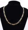 Mens 24k Real Yellow Solid Gold GF 8mm Italian Figaro Link Chain Necklace 24 Inches6510607