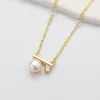 Luxury Designer Pearl Necklace Earrings Set 18K Gold Plated Wedding Statement Jewelry Pearl Pendant Necklaces Ear Ring Sets 2 in 1 Womens Jewelry