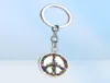 Novelty Butterfly Combination Peace Sign Keychain DIY Hippie Peace Bus Sign Glass Cabochon Pendant Charm Key Ring3089186