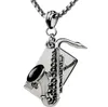 Musical Instrument Saxophone Pendant Necklace Stainless Steel Hip Hop Titanium Pearl Chain Jewelry Necklaces2767482