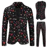 Ethnic Clothing Xingqing Christmas Suit Set for Men Cartoon Print Long Sleeve Single Breasted Jacket with Vest Pants 3Pcs Clothes Party Outfits 231213