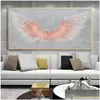 Paintings Original Hand Painted Large Pink Angel Wing Oil Painting Modern Abstract Minimalist Texture For Bedroom Wall Art Decor Dro Dhwh8