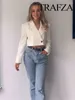 Women's Suits TRAFZA Blazers For Women 2023 Summer Solid Chic Show Curve Cropped Suit Sexy Comfortable Elegant Vintage Mujer Blazer