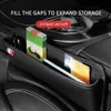 Ny 2024 Auto Electronics Car Seat Gap Organizer Lagringsbox Ficka med kopphållare Seat Universal Pu Leather Auto Gap Filler Car Interiortillbehör