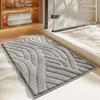 Carpets Solid Color Stripes Flocked Bathroom Super Absorbent Water Floor Mat Home Thicken Anti-slip Bath Rug Easy To Clean Bathroom Rugs 231212