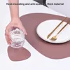 Table Mats PU Placemat Waterproof Heat Insulation Leather Place Set Cup Mat Kitchen Indoor Restaurant Beige