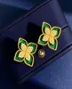 New arrive Four Leaf Clover stud earring Designer Jewelry Gold Silver Mother of Pearl Green Flower earring Link Chain Womens gift8262850