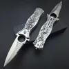Todo el acero espejo luz Siery titanio hoja dragón al aire libre Camping colección supervivencia cuchillo de bolsillo cuchillos tácticos tallado 3D