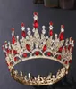 Ślubny ślubny pełny koronę okrągły tiara kryształowy rhinestone na głowę akcesoria do włosów biżuteria biżuteria Red Blue Green Diamond Prom J1239629