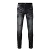 Jeans jeans violets jeans de créateur pour hommes pantalons empilés jeans broderie en détresse déchiré Biker Slim droit européen jean hombre hommes pantalons pantalons