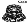 Berets Skull Small Ducket Hat Sun Cap ثقيلة انتقامية سبع أضعاف الطاقة المعدنية A7x سلة المهملات الأسود الصلب القابل للطي في الهواء الطلق في الهواء الطلق