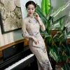 Vêtements ethniques Élégant Chine Vêtements traditionnels Longue Qipao Robe Robe Oriental Plus Taille Velours rayé Automne Moderne Cheongsam Floral