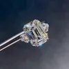 с боковыми камнями Wong Rain 100 Sterling Sier 12CT Изумрудной огранки Обручальное кольцо с имитацией драгоценного камня Обручальное ювелирное украшение для женщин