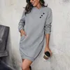 Casual Dresses Women's Fashion Long Sleeve Button Solid Color Sweater Dress Vestidos Para Mujer Elegantes Y Bonitos Vestido Feminino