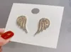 S1629 Fashion Jewelry S925 Silver Post Cute Angel Wing Stud Earrings Rhinstone Angel Wing Earrings6025956