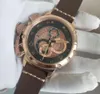 multistijlen herenhorloges 48 mm quartz chronograaf horloge chimera U-51 automatische datum roségoud saffier lichtgevende lederen band herenhorloge van eersteklas kwaliteit