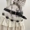 Kemerler Pu Bel ile Oyma Çiçek Tokalı Harajuku Yıldız Perçin Kemer Kadın Kızlar Kot Eller Elbiseler Etek Ceket Bel Belleği