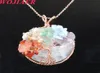 Wojiaer Natural Cabochon Stone Tree of Life Pendant Rose Gold Wire Wrap 7 Chakra Chip Bead Women Collier 2022 New Bo9026644025