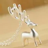 Pendentifs Simple mignon 925 en argent Sterling wapiti collier pour les femmes 3D Animal pendentif colliers ras du cou accessoires de fête d'été