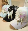 Luxus Frauen Baseball Cap Marke Bling Butterfly Pearl Pailletten Hip Hop Cap Vintage Snap Back Design Casual Snapback Hut Neu LJ201101749531