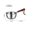 Soup Stock Pots Stainless Steel Oil Pot with Wooden Handle 120ml200ml Spilled Mini Milk Scaldingproof Kitchen Tool Cook Accessories 231213