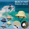 Basker solskyddsmedel surfing cap kvinnors mäns vindsäkra och uv-bevis solhatt sommarljus andas utomhus breda brim fiskare hattar