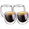 100% nova marca de moda 4 pçs 80ml parede dupla isolado copos café expresso beber chá latte canecas de café uísque copos de vidro drinkware198h
