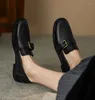 Klänningskor Eagsity Cow Leather British Style Brown Penny Loafer Women Slip On Mule Casual Footwear Office Lady
