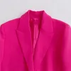 Dameskostuums Cropped blazer met veren Dames Fuchsia Blazers met lange mouwen voor dames Elegant stijlvol jasje in korte jassen en jacks