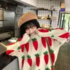 Women's Sweaters Women Oversized Fashion Knit Sweater Pullovers Round Neck Carrot Pattern Printed Sweet Pull Jumpers Long Sleeve Street Top