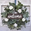 Fleurs décoratives 1 pièce, décoration de porte de noël, petite couronne d'eucalyptus verte, élégante et confortable