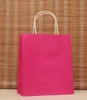 Whole 40PCSLOT Multifunction rose pink paper bag with handles21x15x8cm Festival gift bag good Quality shopping kraft1018534