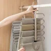 Hangers Racks 5 9Layers Stainless Steel Pants Space Saving Clothes Rack Organizer for Jeans Scarf Adjustable Non slip Wardrobe Hanging 231212