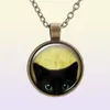 Chats en verre vintage personnalisé Collier Silver Antique Bronze Matt Black Magic Time Gem Pendant Collier Collier Bielr7232590