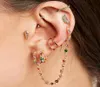 Double piercing 2 hole earring jewelry gorgeous long cz tassel chain link small huggie hoop earrings fashion4621173