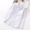 Chemises pour enfants Vêtements pour adolescents en bas âge Uniforme scolaire Chemises pour filles Chemise blanche à manches longues et col rabattu pour filles Hauts pour enfants 231212