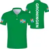 Poloshirt für Herren, Niederlande-Groningen-Flagge, kostenloses benutzerdefiniertes Namensnummer, 3D-gedrucktes Po-Text-Logo-Poloshirt