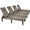 Camp Furniture Outdoor Chaise Lounge stoelen Set van 4 met verstelbare rugleuning Sturdy Loungers voor terraszwembad Eenvoudige montage