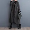 Casacos de trincheira femininos 2023 outono / inverno estilo retro tamanho grande casaco longo solto jaqueta de algodão espessado blusão para mulheres outwear z4161