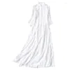 Ethnic Clothing White Modern Chinese Dress Long Sleeve Mandarin Collar Vestidos Festa Female Oriental Max Elegant Dresses 11235