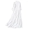 Roupas étnicas Branco Moderno Chinês Vestido Manga Longa Mandarim Collar Vestidos Festa Feminino Oriental Max Vestidos Elegantes 11235