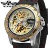 Ny vinnare Fashion Men's Silicone Sports Watch Skeleton Hand Winding Mechanical Wristwatch Military Clock Erkek Kol Saati292s