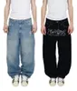 Jeans pour femmes y2k brodered raide large jambe masculine hip hop street vêtements harajuku pantalon de poche simple décontracté 231213