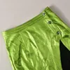 Skirts Women's Metallized Spark PU Leather Green Wrap Skirt Female Y2K Gyaru Night Club Coquette Rave Long Outfits Clothes TS021