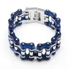 Bracelet de chaîne de moto pour hommes, breloque en acier inoxydable 316L, bleu, argent, rouge, tendance, chaîne de motard, cadeau pour hommes, 2523