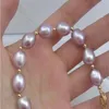 11x10mm Naturalsouth Sea äkta Purple Pearl Armband 14K Guldlås207U