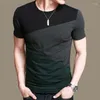 T-shirts pour hommes Mode coréenne Hommes Slim Coton T-shirt Été Manches courtes Basic Mâle Vêtements Cootrast Couleur Vintage Grande Taille Casual Tops