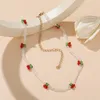 Choker Bohemia Halskette Süße rote Kirsche für Frauen Chokers Geschenk Gefragtes Perlen Boho Transparent