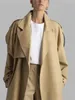 Женские тренчи, женское пальто средней длины с отложным воротником, осень-зима 2023, 2 цвета, длинная ветровка с регулируемыми манжетами на шнуровке